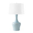 Villa & House Misty Blue Nadia Lamp with Shade 17-inch White Linen, with Nickel