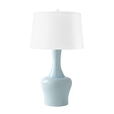 Villa & House Misty Blue Nadia Lamp with Shade 17-inch White Linen, with Nickel