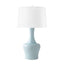 Villa & House Misty Blue Nadia Lamp with Shade 17-inch White Linen, with Nickel