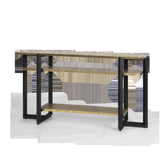 Villa & House Antique Brass and Dark Bronze Norman Console