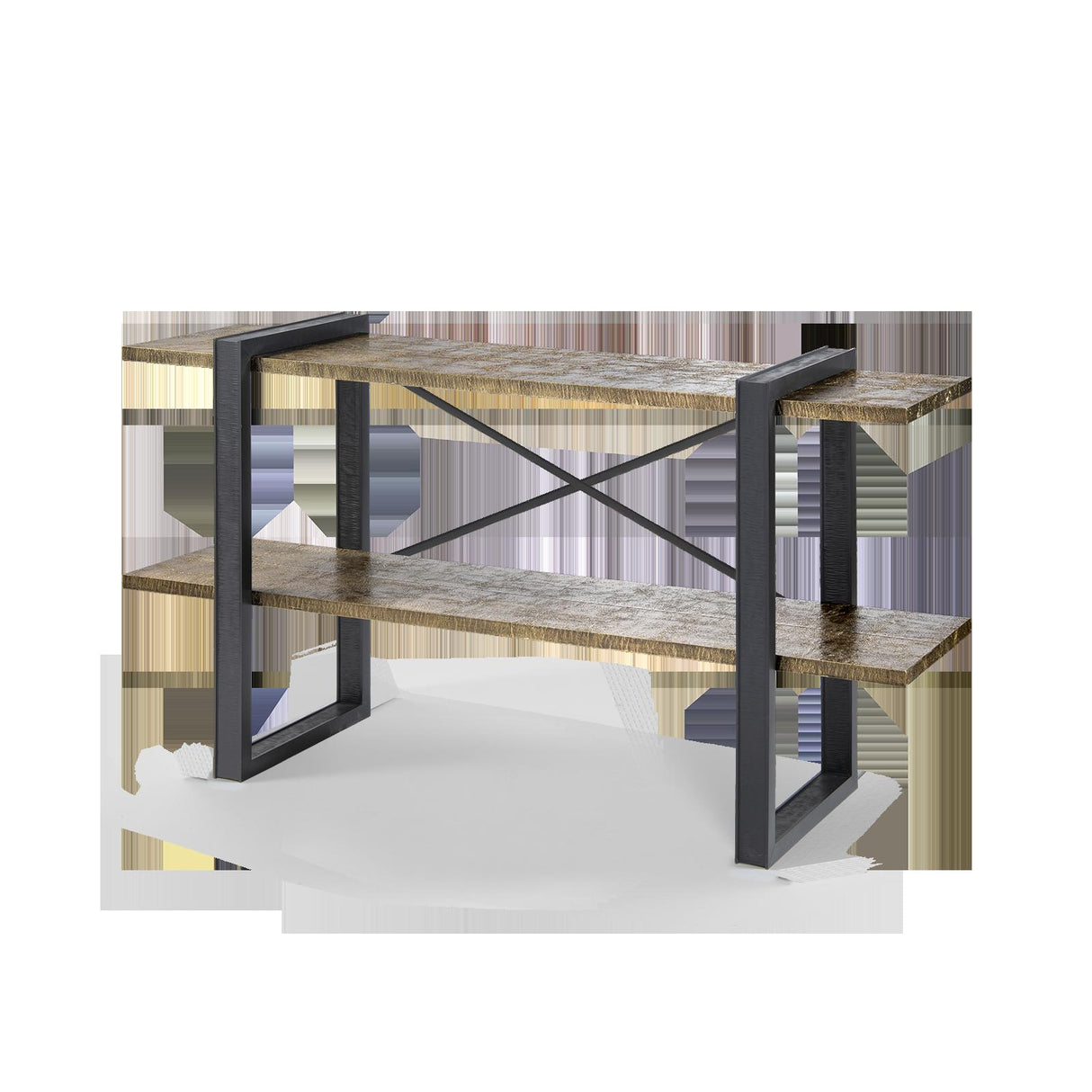 Villa & House Antique Brass and Dark Bronze Odeon Low Shelf