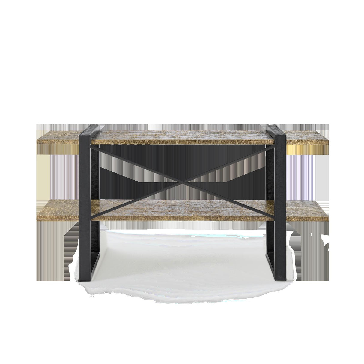 Villa & House Antique Brass and Dark Bronze Odeon Low Shelf