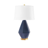 Villa & House Star Sapphire Olsen Lamp with Shade 17-inch White Linen, with Gold