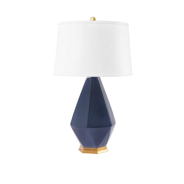 Villa & House Star Sapphire Olsen Lamp with Shade 17-inch White Linen, with Gold