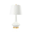 Villa & House Moon White Oporto Tall Lamp with Shade 16-inch White Linen, with Gold
