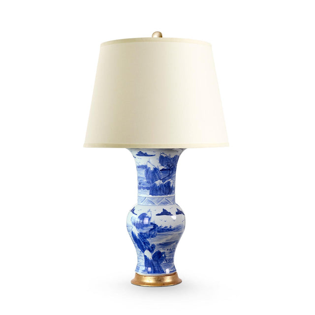 Villa & House Blue and White Pavillion Lamp Without Shade