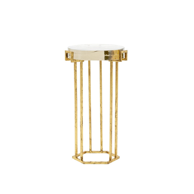 Villa & House Gold Leaf Prism Round Side Table