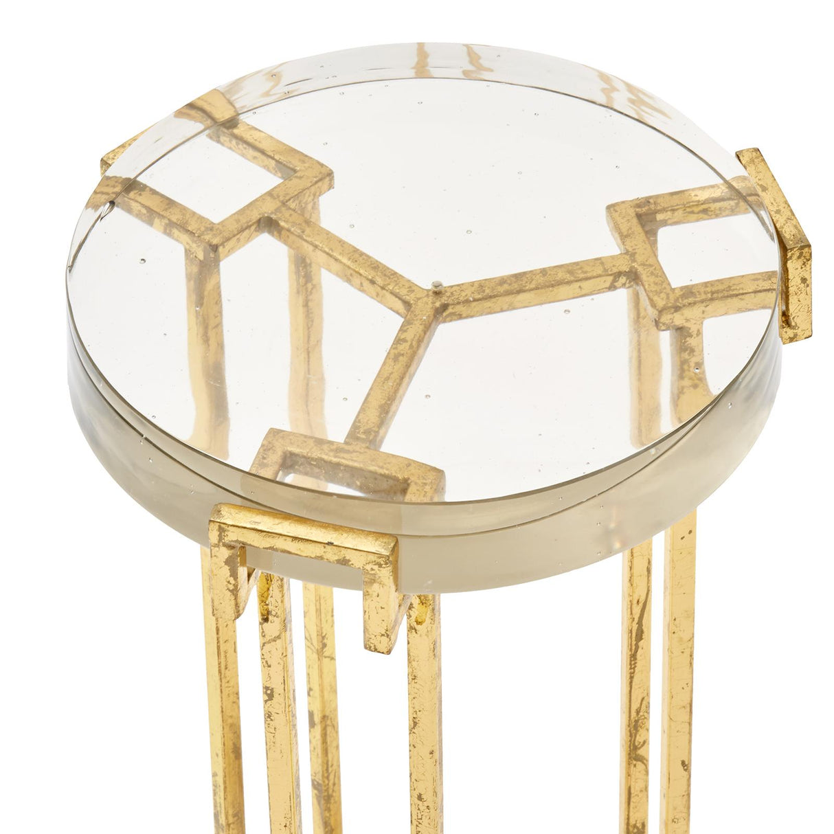 Villa & House Gold Leaf Prism Round Side Table