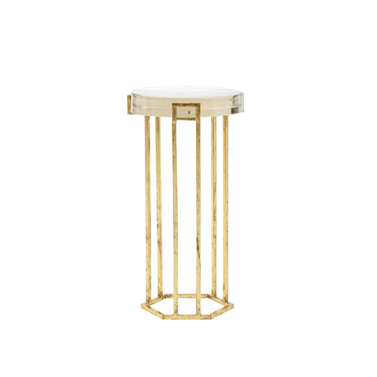 Villa & House Gold Leaf Prism Round Side Table