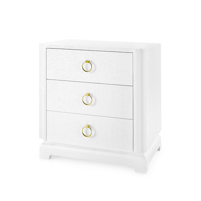 Villa & House Chiffon White Pavel 3-Drawer Side Table