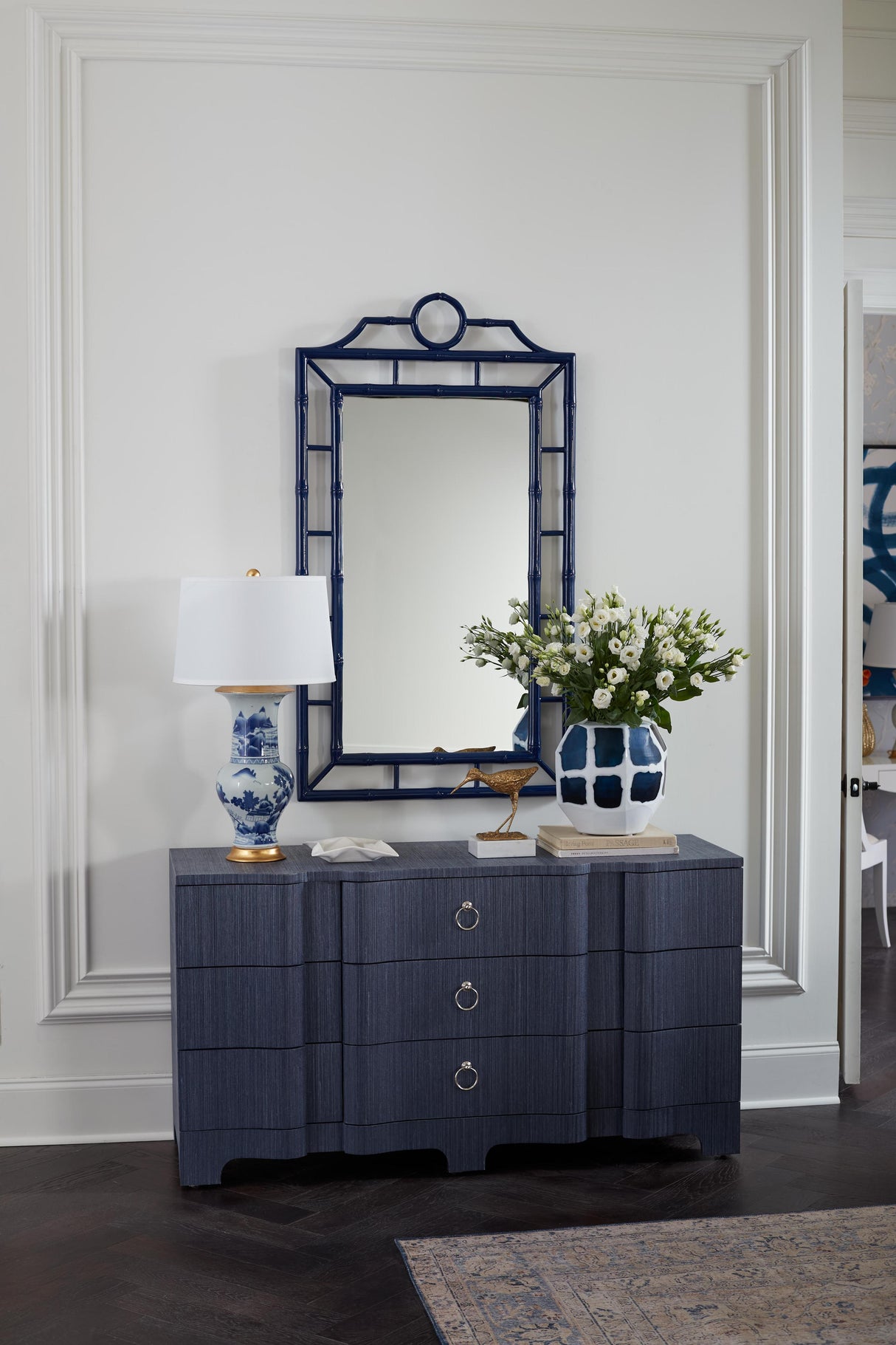 Villa & House Marine Blue & White Sewale Medium Vase
