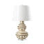 Villa & House Ivory and Brown Shino Lamp with Shade 16-inch White Linen, with Nickel