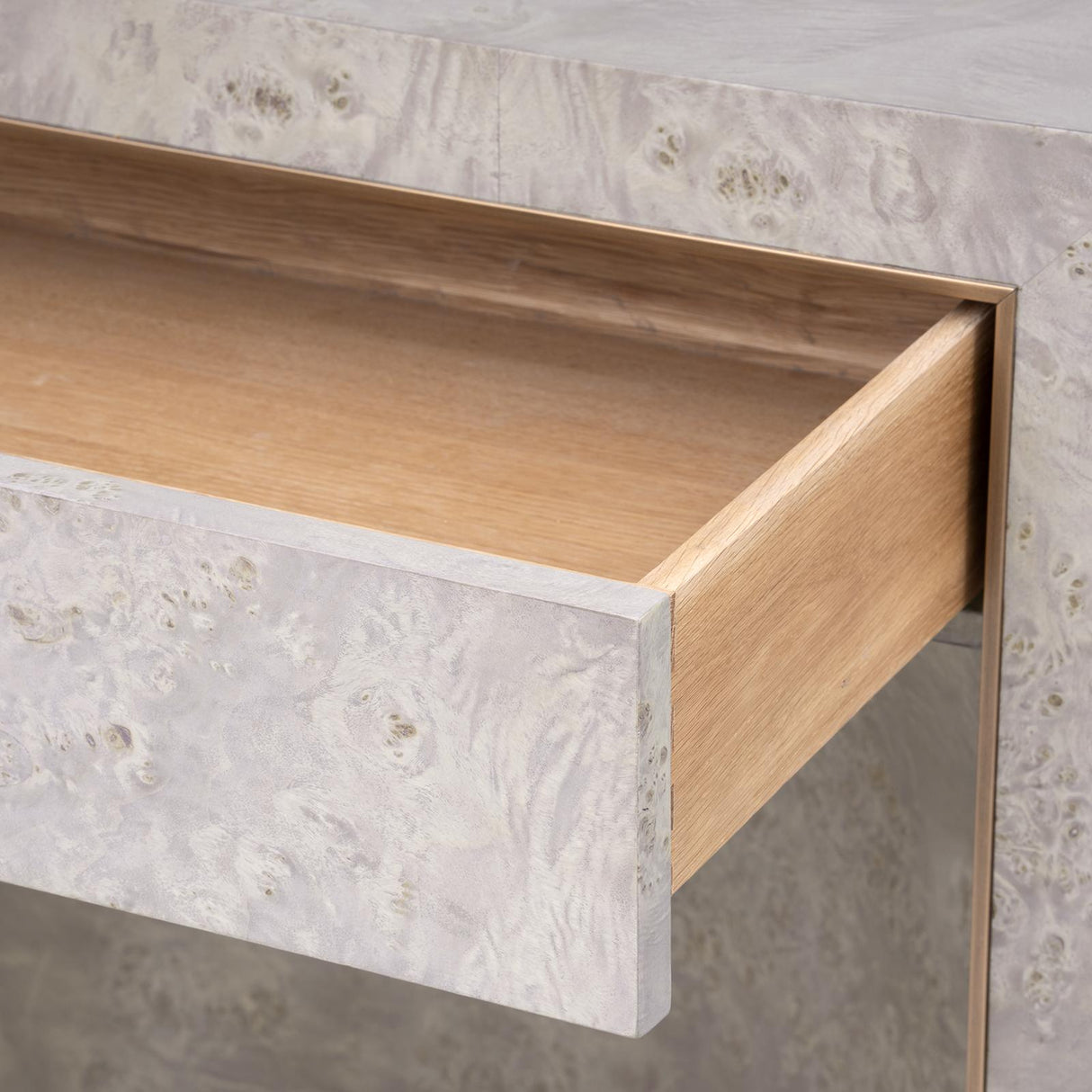Villa & House Light Gray Burl Sloane 1-Drawer Side Table