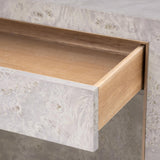 Villa & House Light Gray Burl Sloane 1-Drawer Side Table