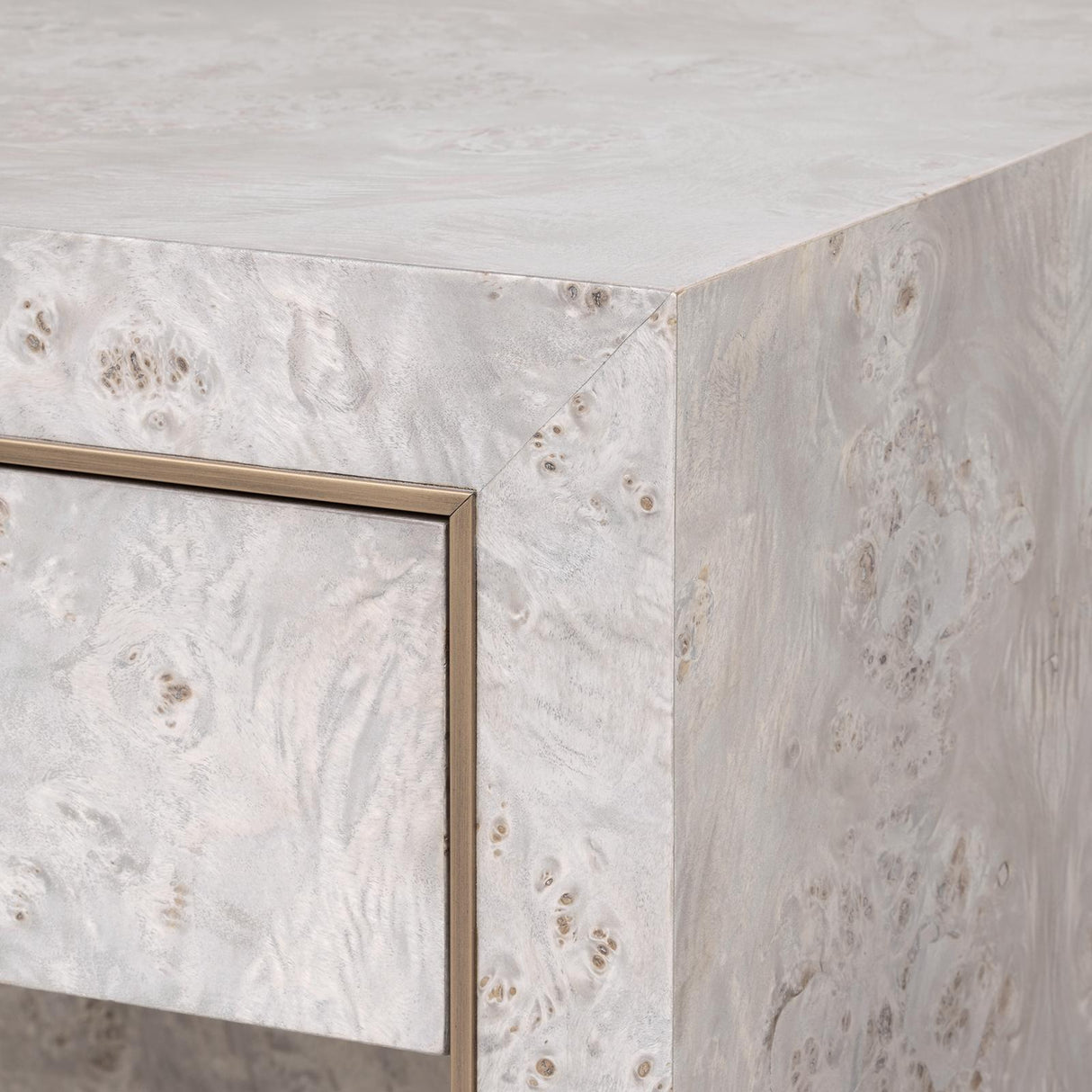 Villa & House Light Gray Burl Sloane 1-Drawer Side Table