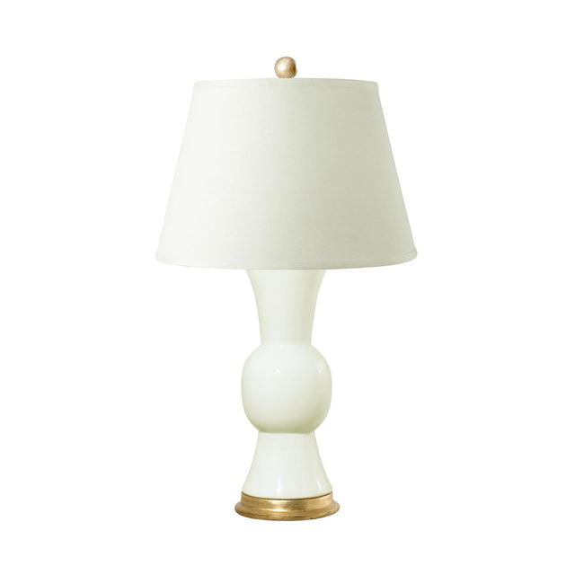 Villa & House White Smoke Tao Lamp with Shade 16-inch White Linen, with Gold