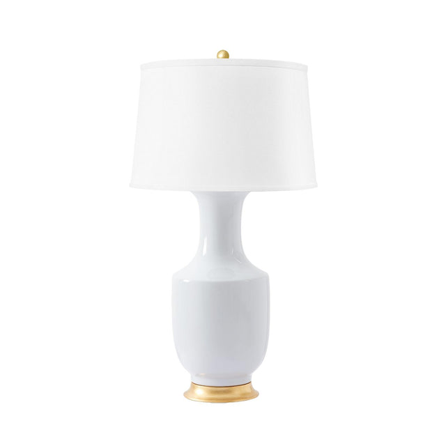 Villa & House White Smoke Thalia Lamp with Shade 17-inch White Linen, with Gold