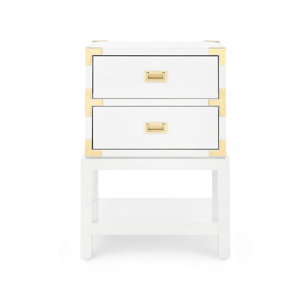 Villa & House Gloss White Tansu 2-Drawer Side Table