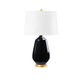 Villa & House Kona Black Tupelo Lamp with Shade 16-inch White Linen, with Gold