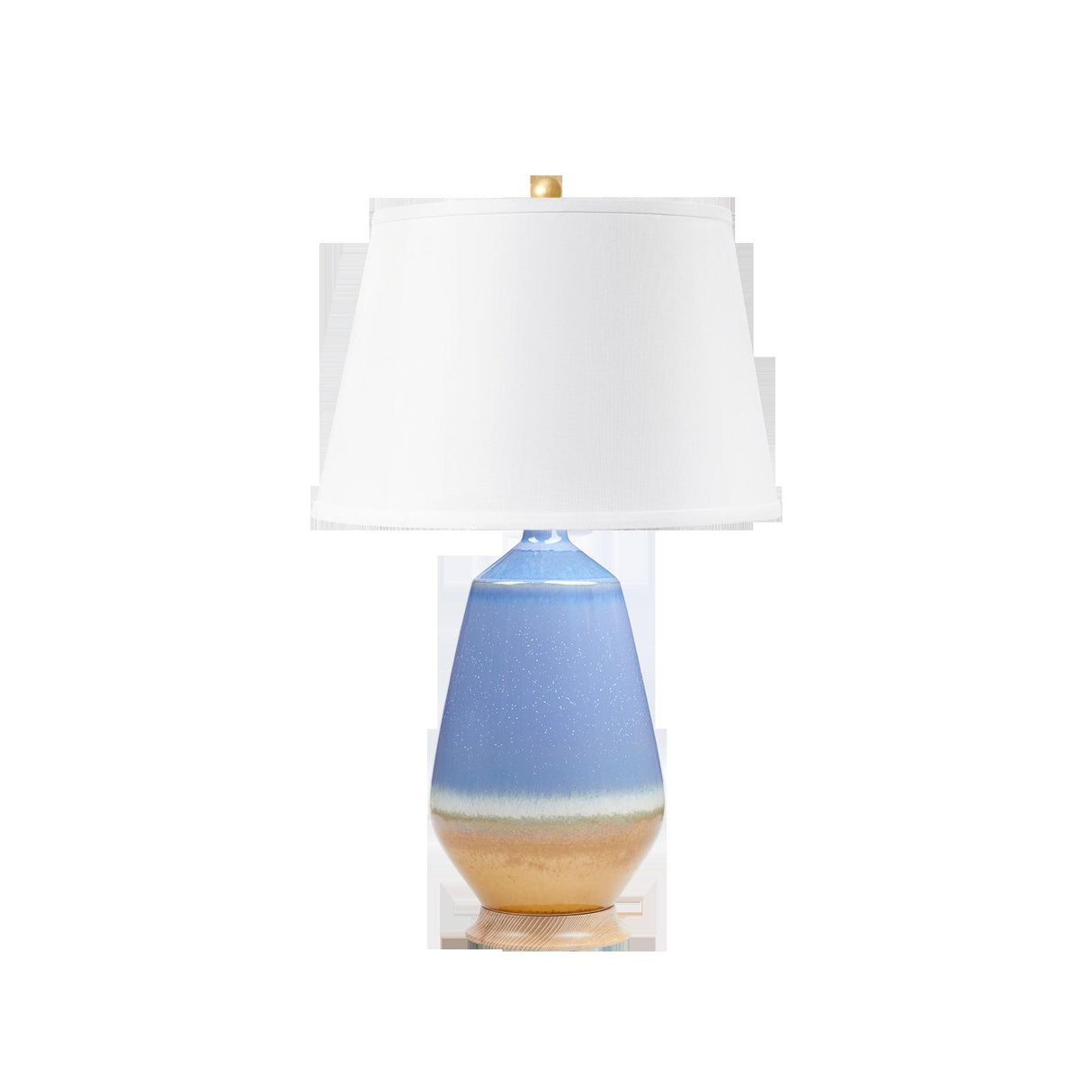 Villa & House Light Blue & Brown Tupelo Lamp with Shade 16-inch White Linen, with Gold