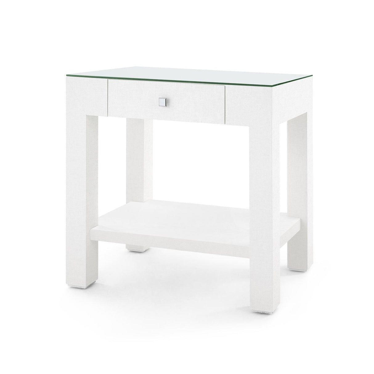 Villa & House Chiffon White Valentina Grasscloth 1-Drawer Side Table