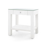 Villa & House Chiffon White Valentina Grasscloth 1-Drawer Side Table