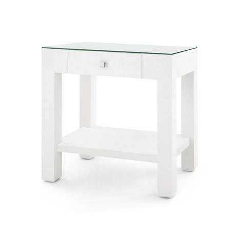 Villa & House Chiffon White Valentina Grasscloth 1-Drawer Side Table