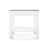 Villa & House Chiffon White Valentina Grasscloth 1-Drawer Side Table