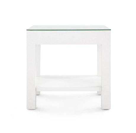 Villa & House Chiffon White Valentina Grasscloth 1-Drawer Side Table