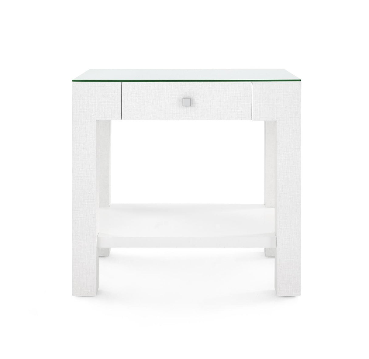 Villa & House Chiffon White Valentina Grasscloth 1-Drawer Side Table
