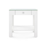 Villa & House Chiffon White Valentina Grasscloth 1-Drawer Side Table