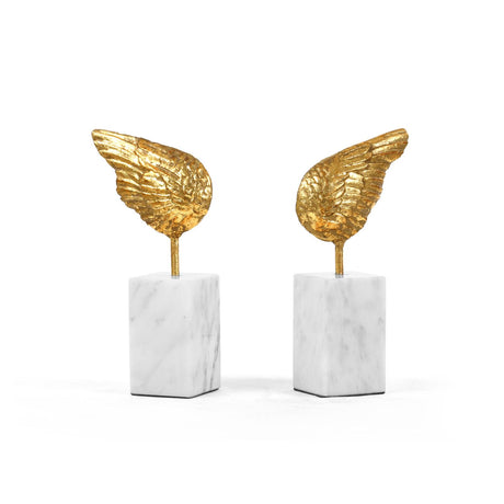 Villa & House Gold Leaf Wings Statue (Pair)