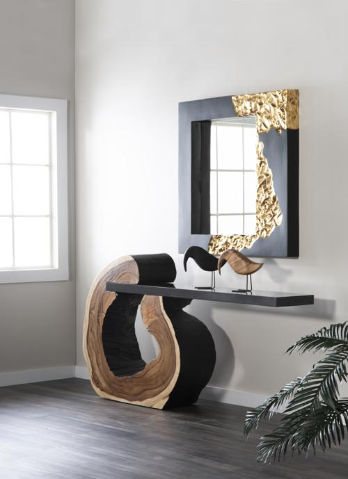 Phillips Collection Mercury , Square, Black, Gold Leaf Black Mirror