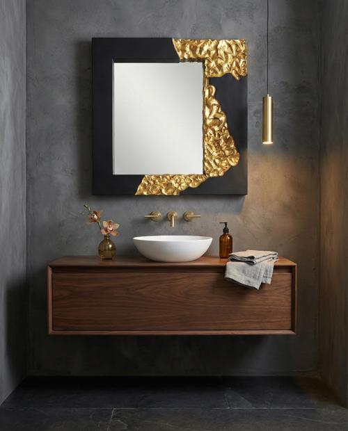 Phillips Collection Mercury , Square, Black, Gold Leaf Black Mirror