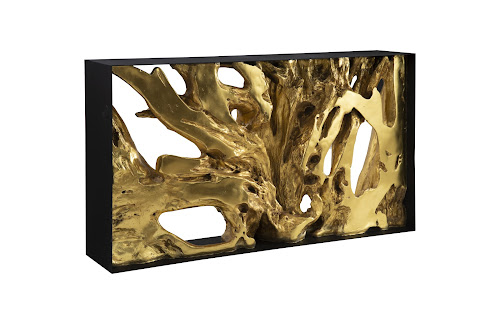 Phillips Collection Cast Root Metal Framed  Table Resin Gold Leaf SM Console
