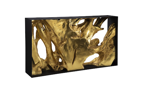 Phillips Collection Cast Root Metal Framed  Table Resin Gold Leaf SM Console