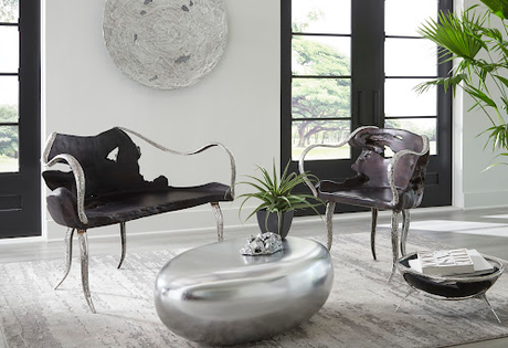 Phillips Collection Graven Live Edge Bench Black Chair