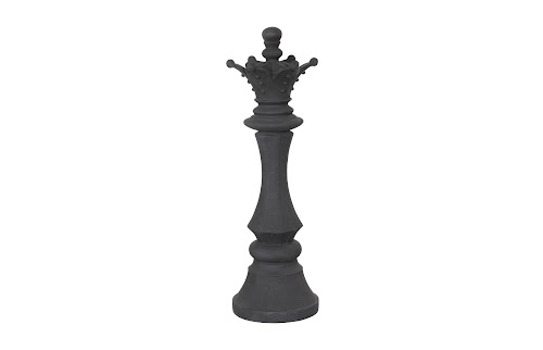 Phillips Collection Queen Chess Sculpture, Cast Stone Black, Small Black Accent