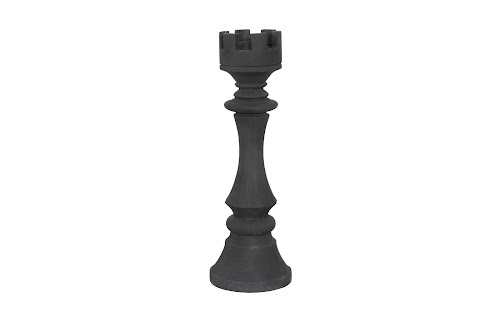 Phillips Collection Rook Chess Sculpture, Cast Stone Black, Small Black Accent