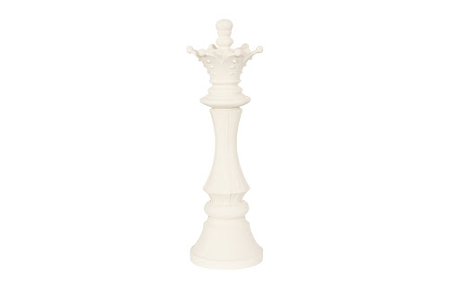 Phillips Collection Queen Chess Sculpture, Cast Stone White, Small Off White Accent