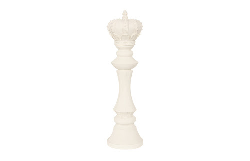 Phillips Collection King Chess Sculpture, Cast Stone White, Small Off White Accent