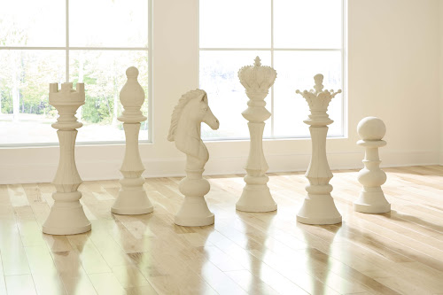 Phillips Collection Rook Chess Sculpture, Cast Stone White, Small Off White Accent