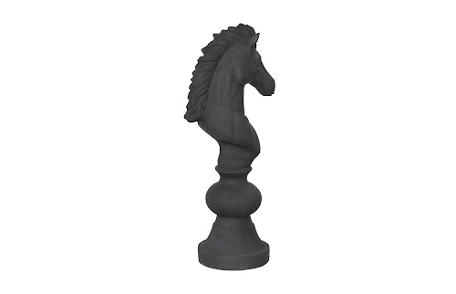 Phillips Collection Knight Chess Sculpture, Cast Stone Black, Small Black Accent