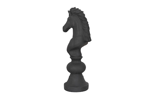 Phillips Collection Knight Chess Sculpture, Cast Stone Black, Small Black Accent