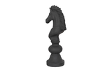 Phillips Collection Knight Chess Sculpture, Cast Stone Black, Small Black Accent
