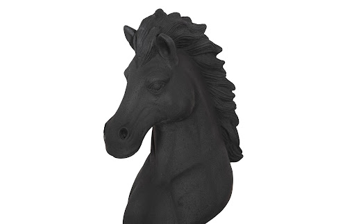 Phillips Collection Knight Chess Sculpture, Cast Stone Black, Small Black Accent