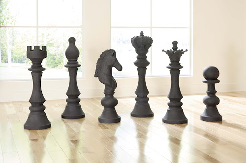 Phillips Collection Knight Chess Sculpture, Cast Stone Black, Small Black Accent