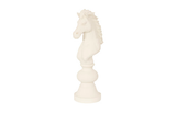 Phillips Collection Knight Chess Sculpture, Cast Stone White, Small Off White Accent