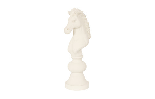 Phillips Collection Knight Chess Sculpture, Cast Stone White, Small Off White Accent