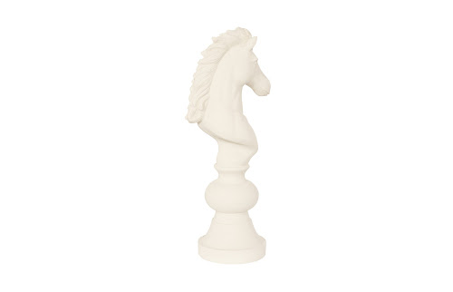 Phillips Collection Knight Chess Sculpture, Cast Stone White, Small Off White Accent